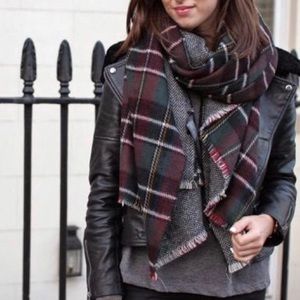 Zara plaid herringbone reversible scarf